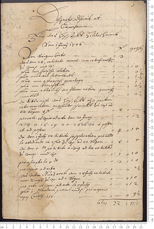 Agenzie-Rechnungen des Agenten in Wien 1706/07