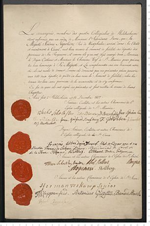 Urkunde, 12. Dezember 1807, Delegation zum Huldigungseid an Napoleon