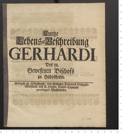 Kurze Lebensbeschreibung des Bischofs Gerhard