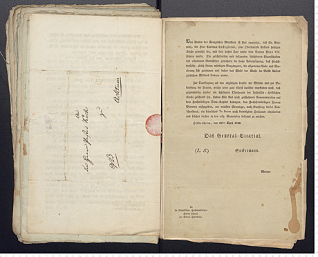 Ausschreiben der Bischöflichen Behörde in Hildesheim 1815-1847